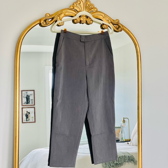 Grey Dazy Slant Pocket Solid Tailored Pants - Picture 1 of 8